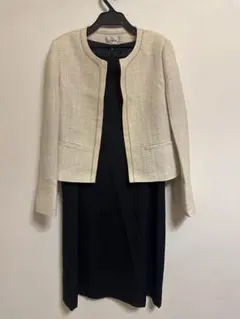 アイボリー ツイード ジャケット ワンピース 3点セット