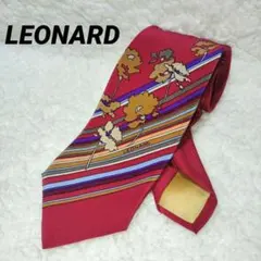 LEONARD　レオナール　花柄ネクタイ　ストライプ　メンズ　赤のサムネイル