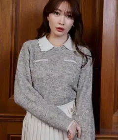 Her lip to ニット トップス グレー