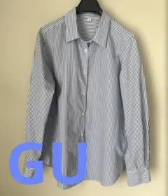 GU 青と白のストライプ 長袖シャツ 長袖ブラウス　XL