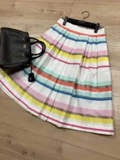美品 ケイトスペード フレア スカート ボーダー マルチのサムネイル