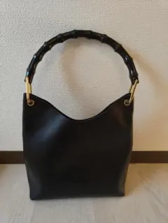 グッチ GUCCI オールドグッチ バンブー ショルダーバッグ ブラック レザー