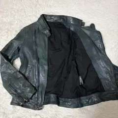 【 ジュンハシモト】ダブルライダース レザージャケット 染め サイズ3 牛革 junhashimoto ダブルインナーライダースジャケット牛革製 サイズ3美品