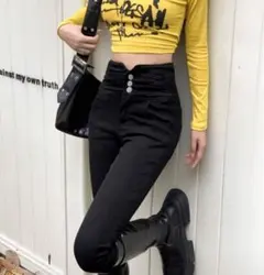 ハイウエストスキニーデニム ブラック
