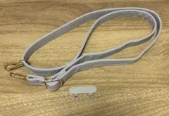 スマホショルダーストラップ グレー 合成皮革とストラップホルダーのセット