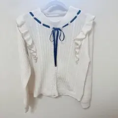 フリルリボン付きニット　アクシーズ