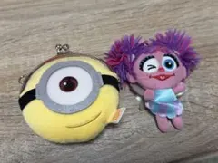 USJ 미니언 가마구치 파우치 애비 카다비 봉제인형 2점 세트