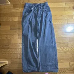 ダークグレー ワイドレッグ デニム