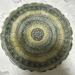時代物 中国古磁 哥窯 金糸鉄線 支釘痕あり 葵口 輪花 筆洗 筆添え