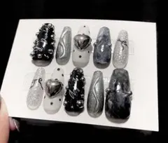 【現品】ネイルチップ　y2k ミラー　シズニルック　シルバー　推し活　ギャル　➁