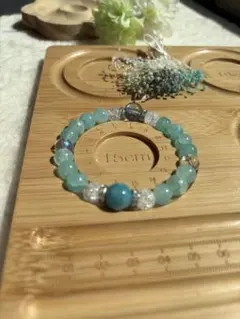 ラリマーブルートパーズ、レインボー、クラック、アマゾナイト天然石ブレスレット