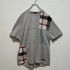 ブラックレーベル　クレストブリッジ　チェックパッチワークTシャツ　グレー　Ｌのサムネイル