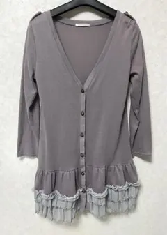 axes femme アクシーズファム レースフリル長袖カーディガン