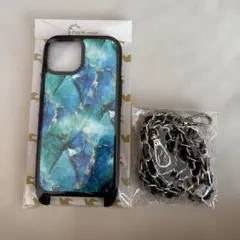 iPhone15用 スマホケース 螺鈿 チェーン付き
