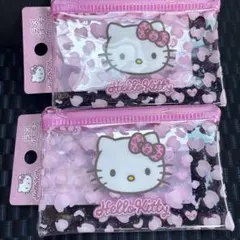 キティ　ダイソー　ラメポーチ　2個セット　ヒョウ柄　ピンク　収納　サンリオのサムネイル