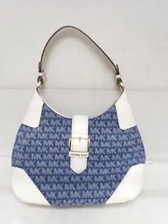 美品 マイケルコース ワンショルダー バッグ ブルー×ホワイト D4-B