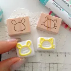 うさき✕猫　フェイスライン　消しゴムはんこ　2個セット