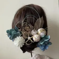 髪飾り　結婚式　成人式　卒業式　ウェディング　ヘアパーツ　前撮り　袴　青