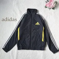 アディダス　中綿 ナイロンジャケット フルジップ　黒 黄 三本線　00s