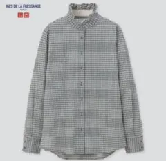 イネス　チェック　フリル　ブラウス