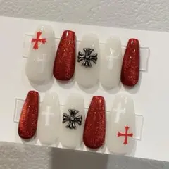 《現品》韓国 y2k ボルドー 冬 マグネット クロムハーツ 十字架 ネイル