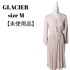 GLACIER 　長袖プリーツロングワンピース　ピンク　花柄　未使用品