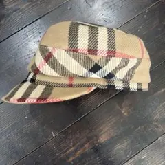 チェック柄ウール混紡キャスケット