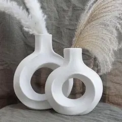 ONEDONE 花瓶親子セット ドライフラワー花瓶 ドーナツ花瓶