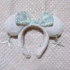 ディズニー　ピンク リボン付き スパンコール　カチューシャ