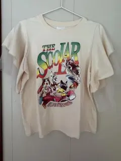 【ScoLar】猫バンドプリントTシャツ チュール袖