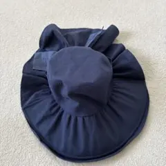 ネイビードット柄リボン付き紫外線防止 レディースハット