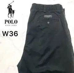 【美品】90sポロラルフローレン チノパン ワイドブラック 2タック W36