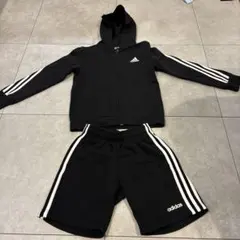 adidas フード付きジャージ 140サイズ 黒