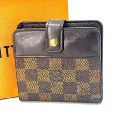 良品. ルイヴィトン ダミエ エベヌ コンパクトジップ N61668 財布 二折