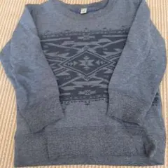 95サイズ ダークブルー 幾何学模様 長袖カットソー