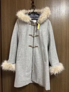 グレー ダッフルコート ファー付き