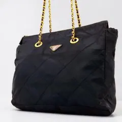 PRADA キルティング チェーン ショルダーバッグ ナイロン ブラック