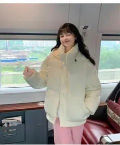 ★XLサイズ 中綿ダウンコート レディース フード付き 白 ホワイト 496 G