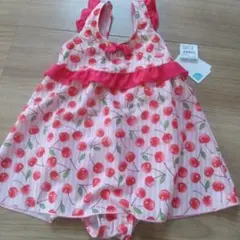 新品タグ付きチェリー柄フリル付きワンピース水着 130cm