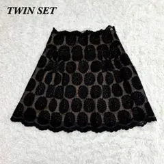 【美品】TWIN-SET レース シアー スカート L ブラックのサムネイル