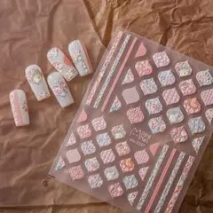 No.1855　3D立体　花柄　和風模様　ネイルシール