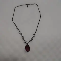 ドロップモチーフ ネックレス ボルドー系 ビーズ シェル