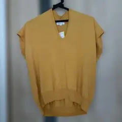 SIMPLE LIFE Vネック半袖ニット L マスタード　タグ付き