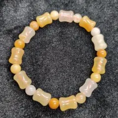 カルサイト天然石ビーズブレスレット イエロー系