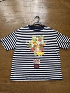 【ピンクハウス】ボーダー Tシャツ フルーツ 花柄 ワッペン ネイビー×ホワイトのサムネイル