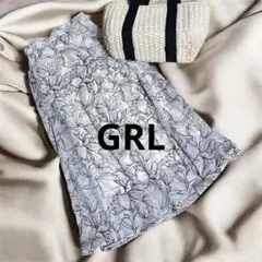 美品　グレイル　GRL 花柄　刺繍　楊柳　シフォンフレアスカート　S