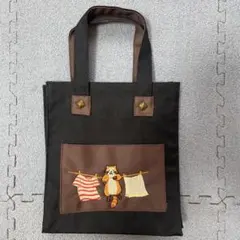 刺繍入り ミニトートバッグ アライグマ