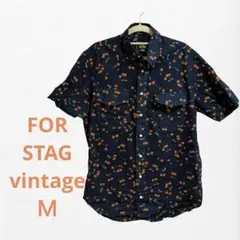 STAG さくらんぼ柄 半袖シャツ ネイビー　Ｍ