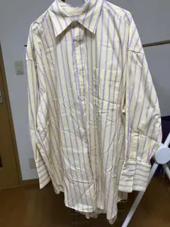 Forksy.　黄色と紫のストライプシャツ　オーバーサイズ