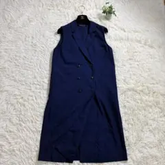 mizuiroind ミズイロインドロングベストジレダブルブレスト紺Fのサムネイル